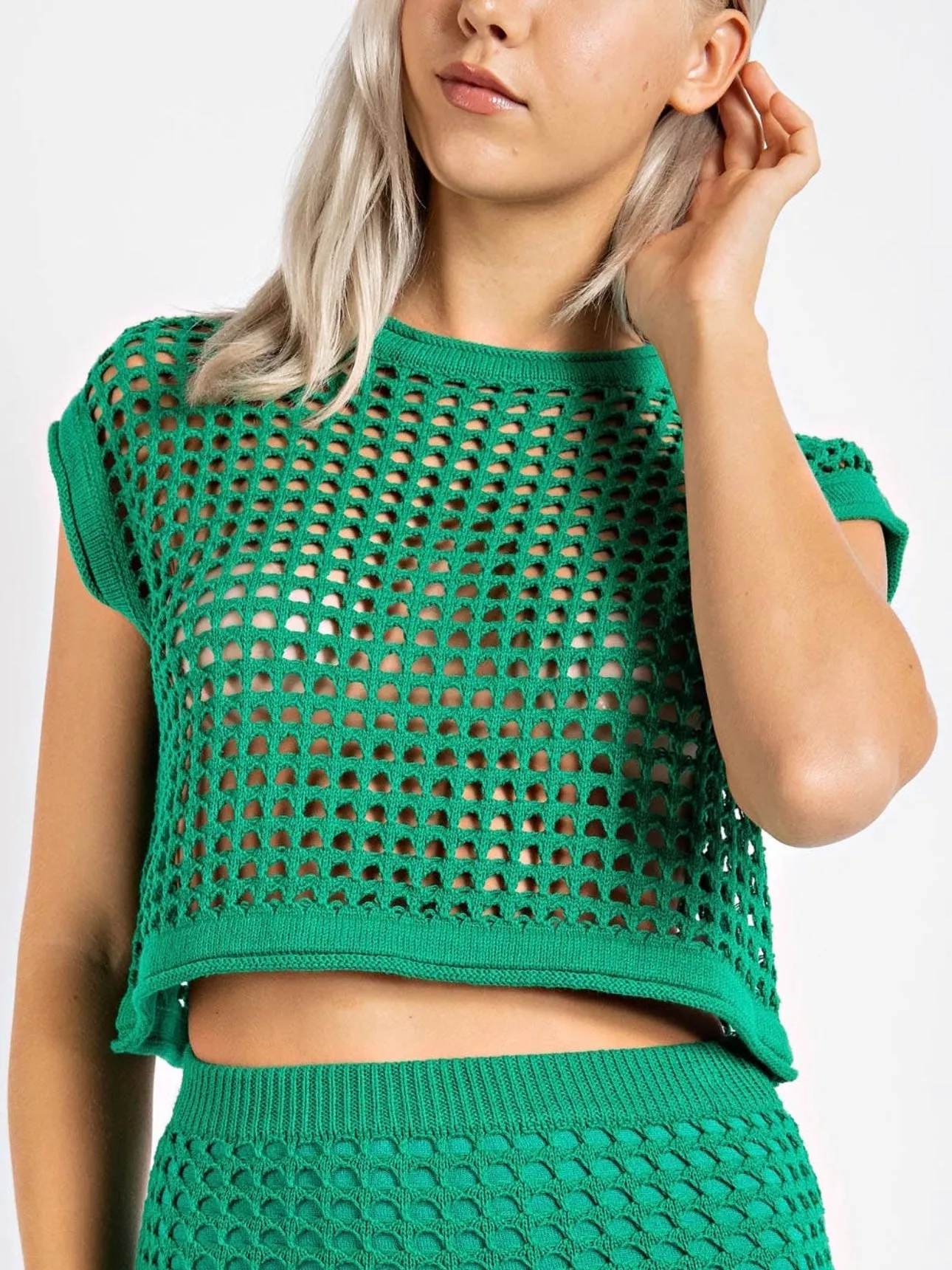 Green Weave Knit Top | Part of Set