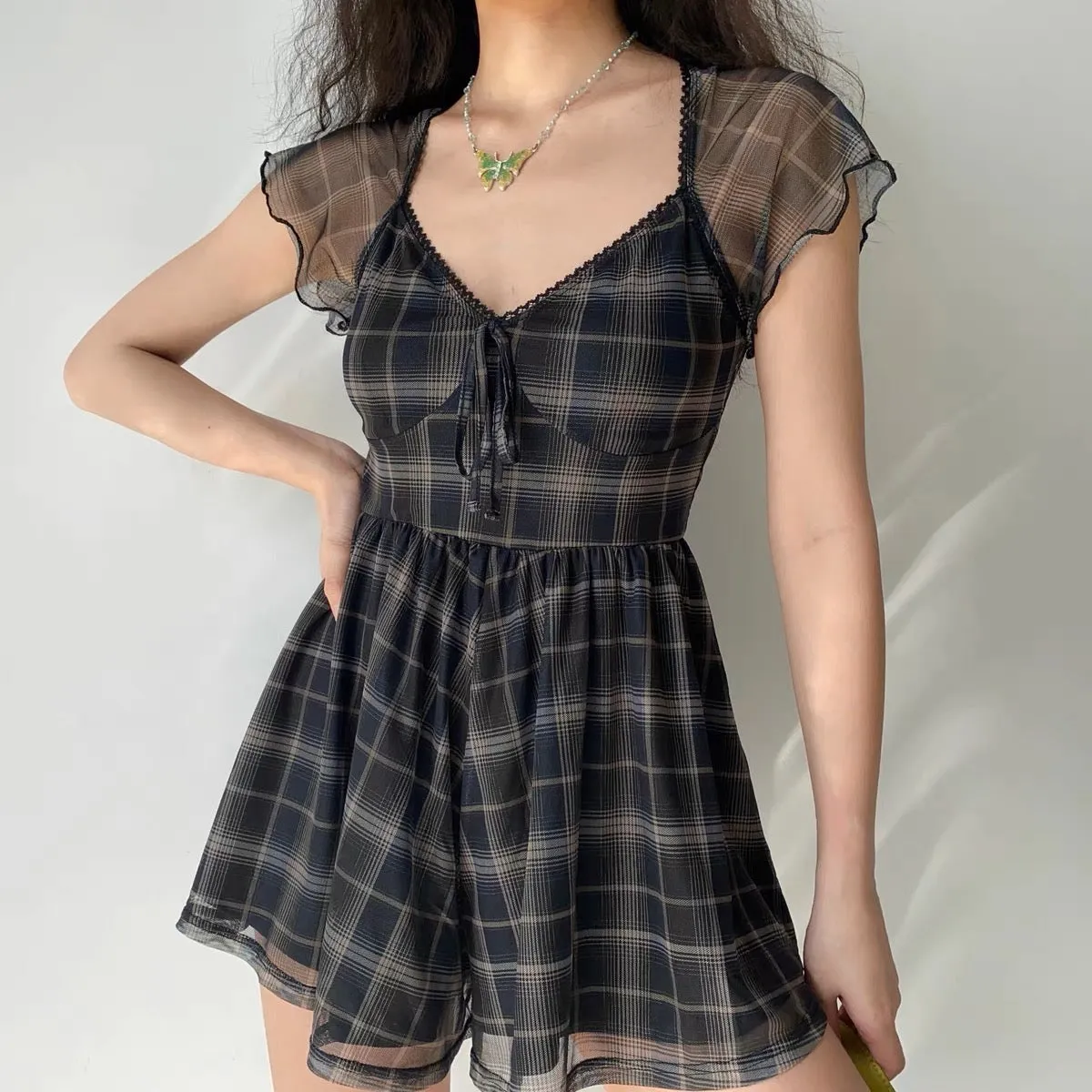 Grey Plaid Dress