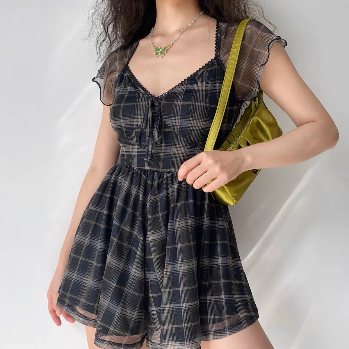 Grey Plaid Dress