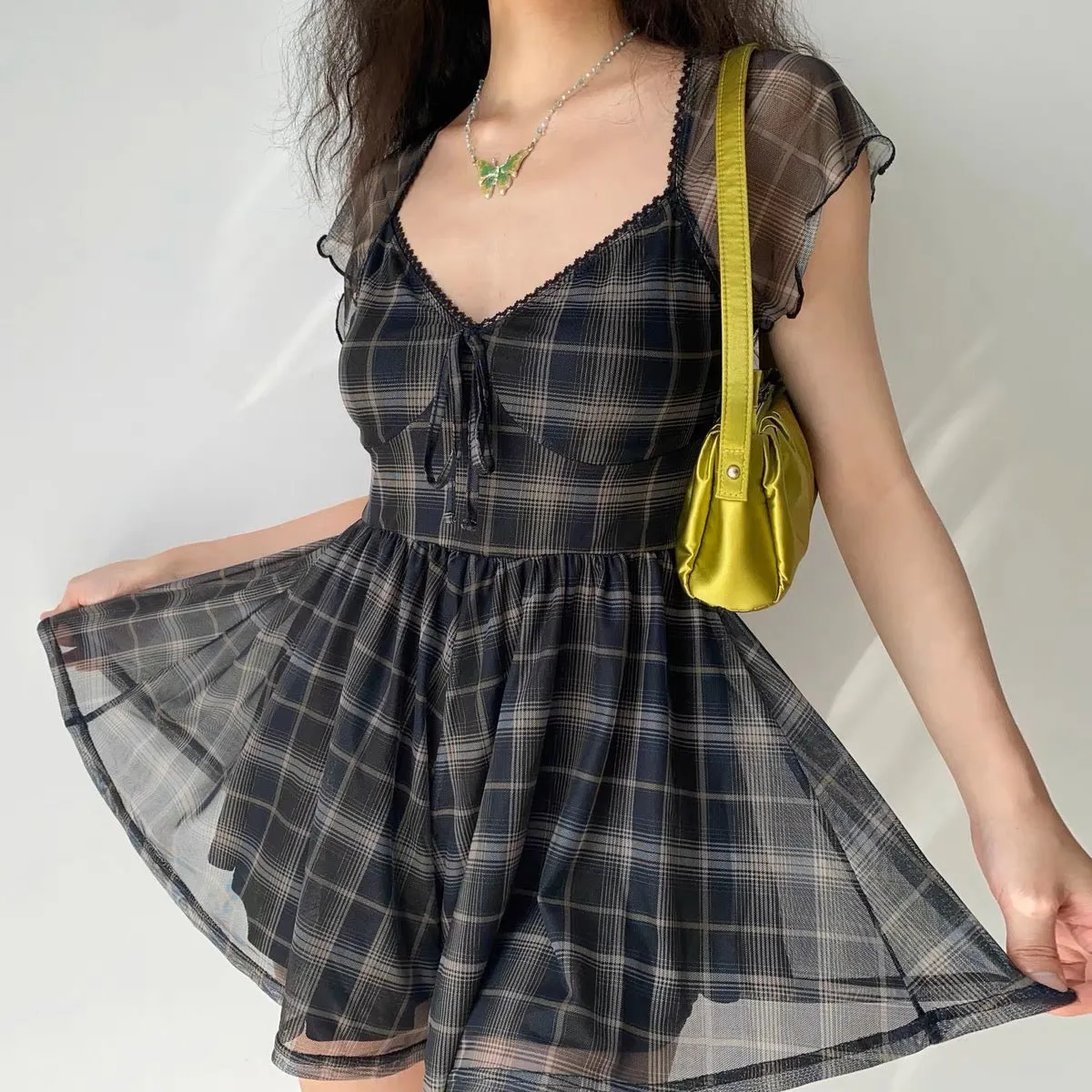 Grey Plaid Dress