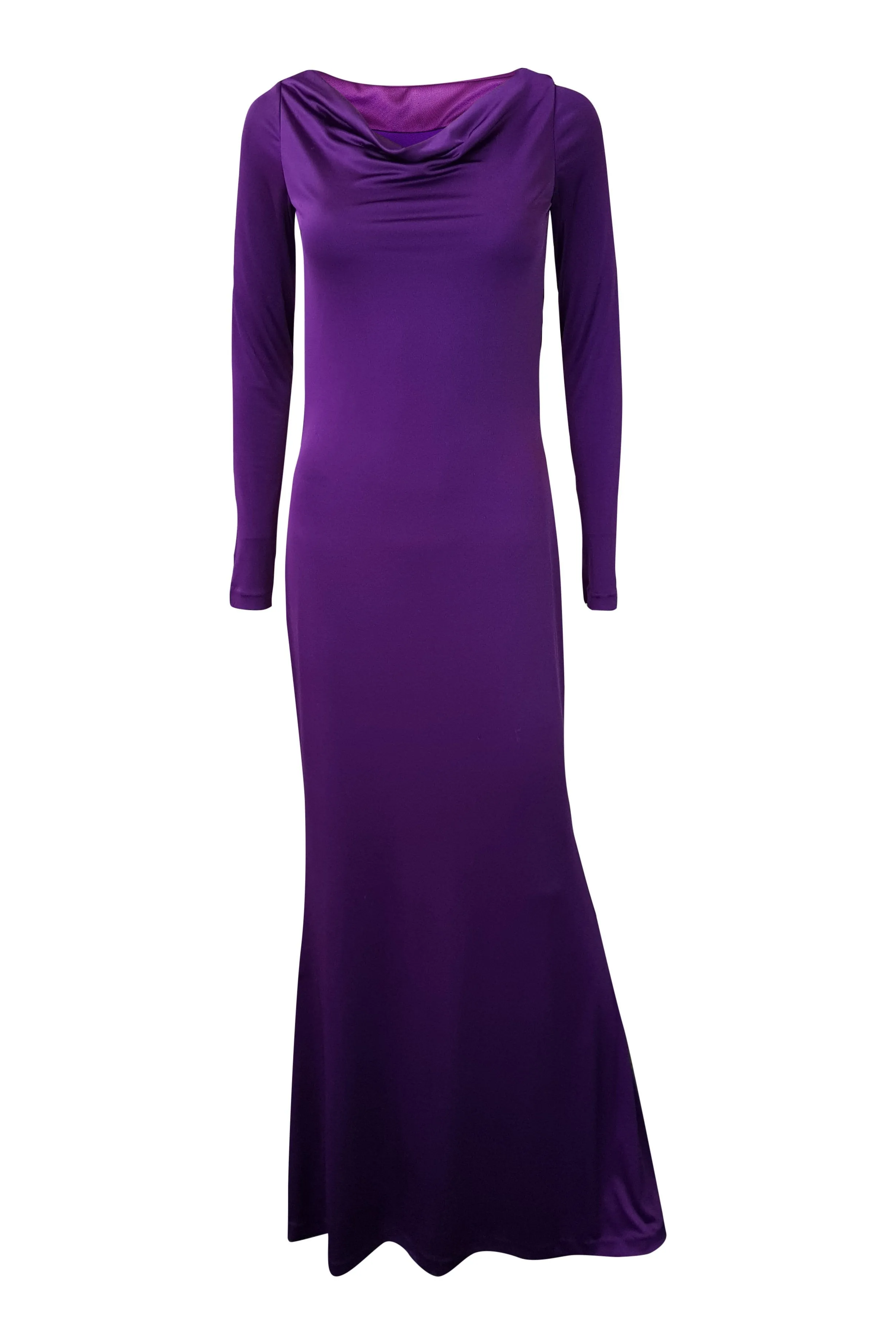 HALSTON HERITAGE Purple Lurex Long Sleeve Maxi Dress (UK 6)