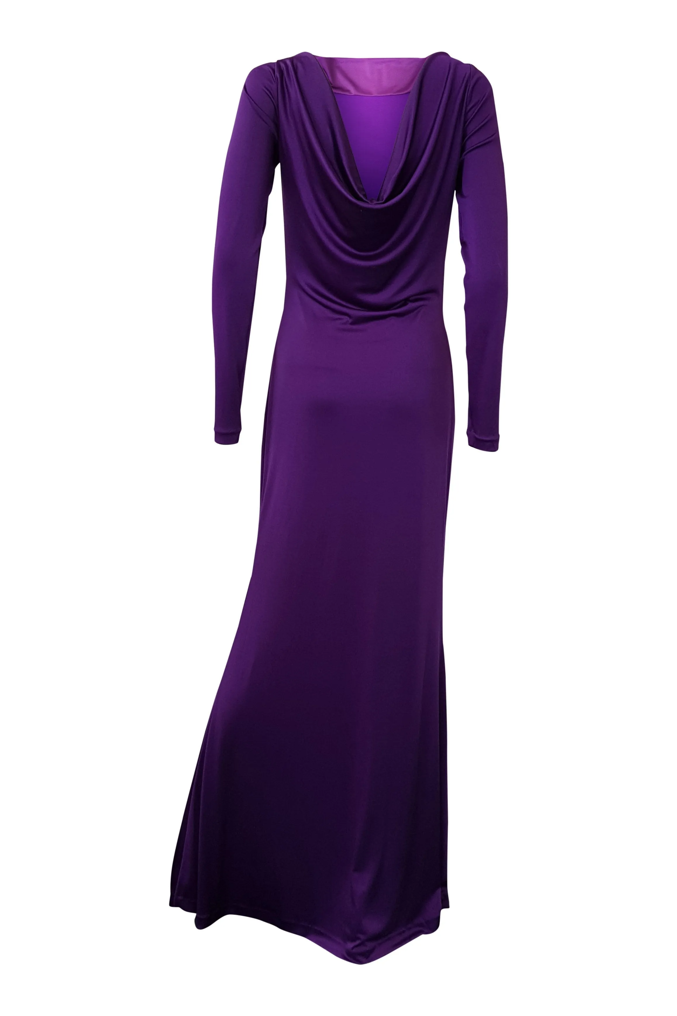 HALSTON HERITAGE Purple Lurex Long Sleeve Maxi Dress (UK 6)