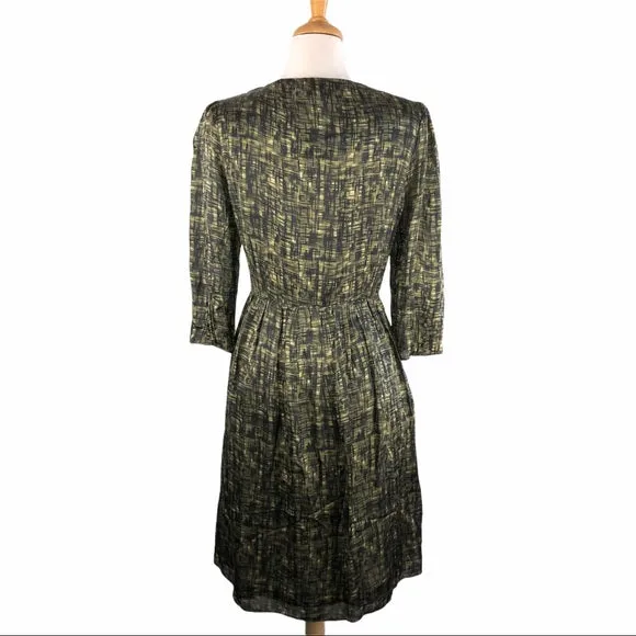 Hoss Black & Green Print Silk Dress