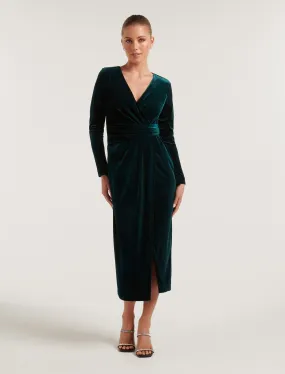 Julianne Petite Velvet Midi Dress