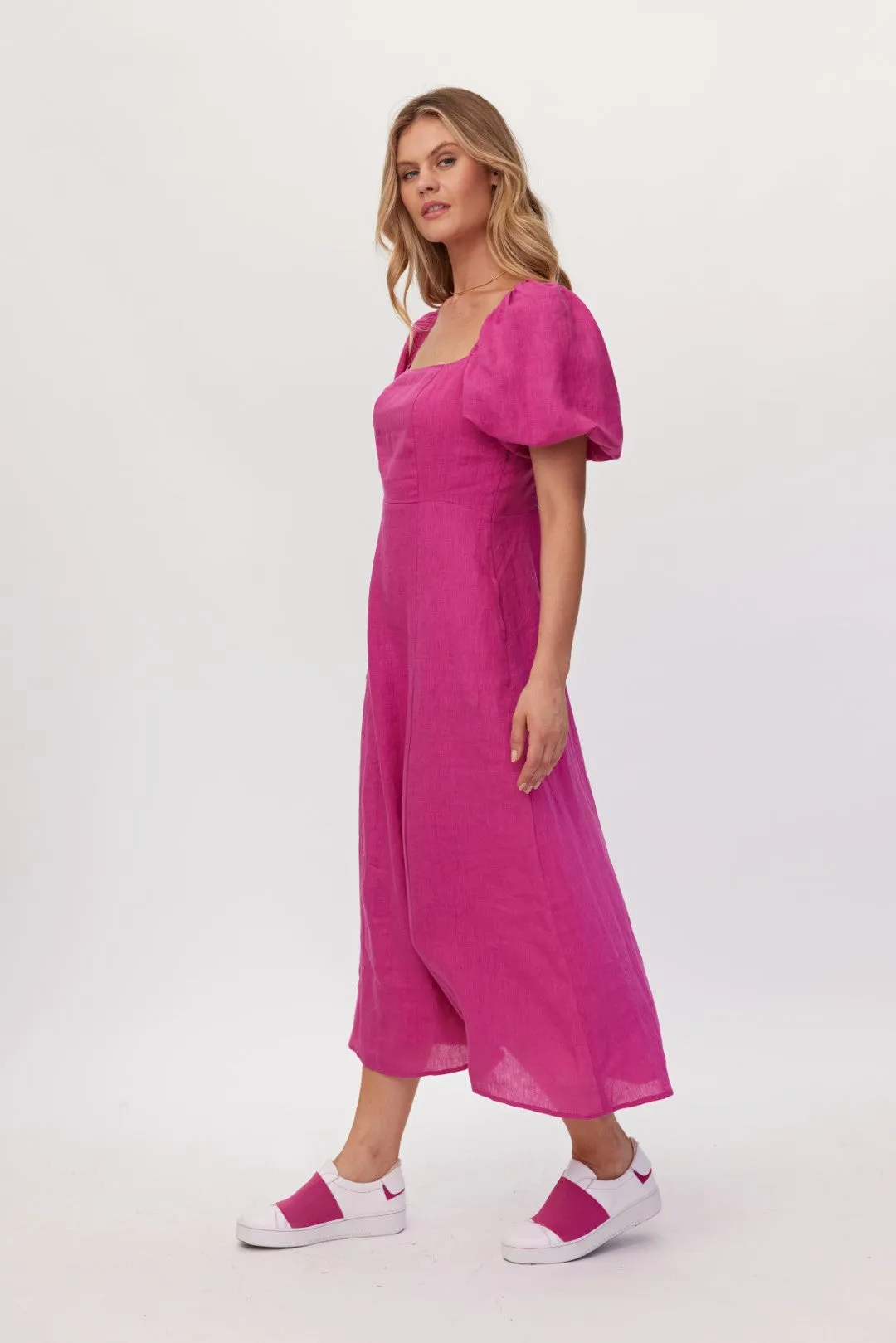 Lemon Tree Design Senita Linen Dress - Cerise