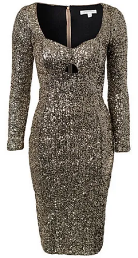 Long Sleeve Sequin Dress Gold