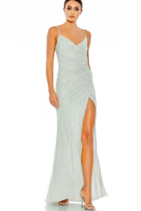 Mac Duggal beaded sleeveless faux wrap gown style 93733