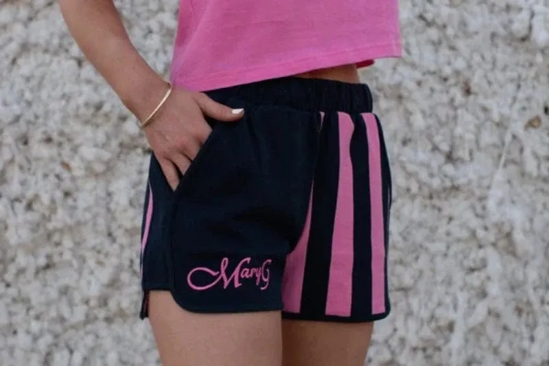 Favorite MaryG French Navy Shorts with Elegant Musk Stripes