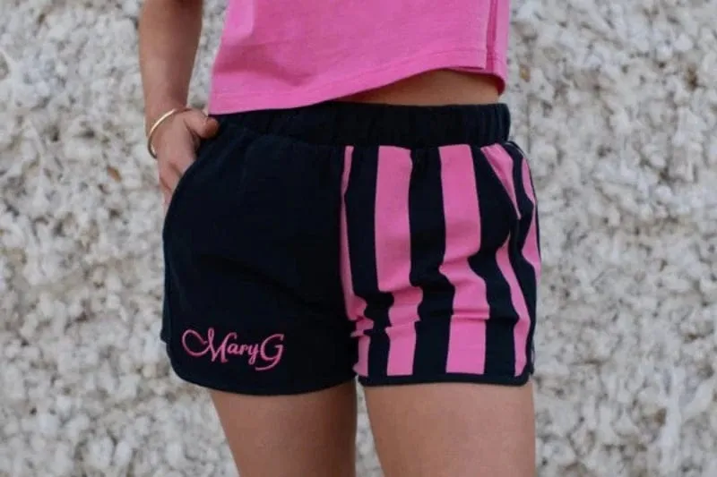 Favorite MaryG French Navy Shorts with Elegant Musk Stripes