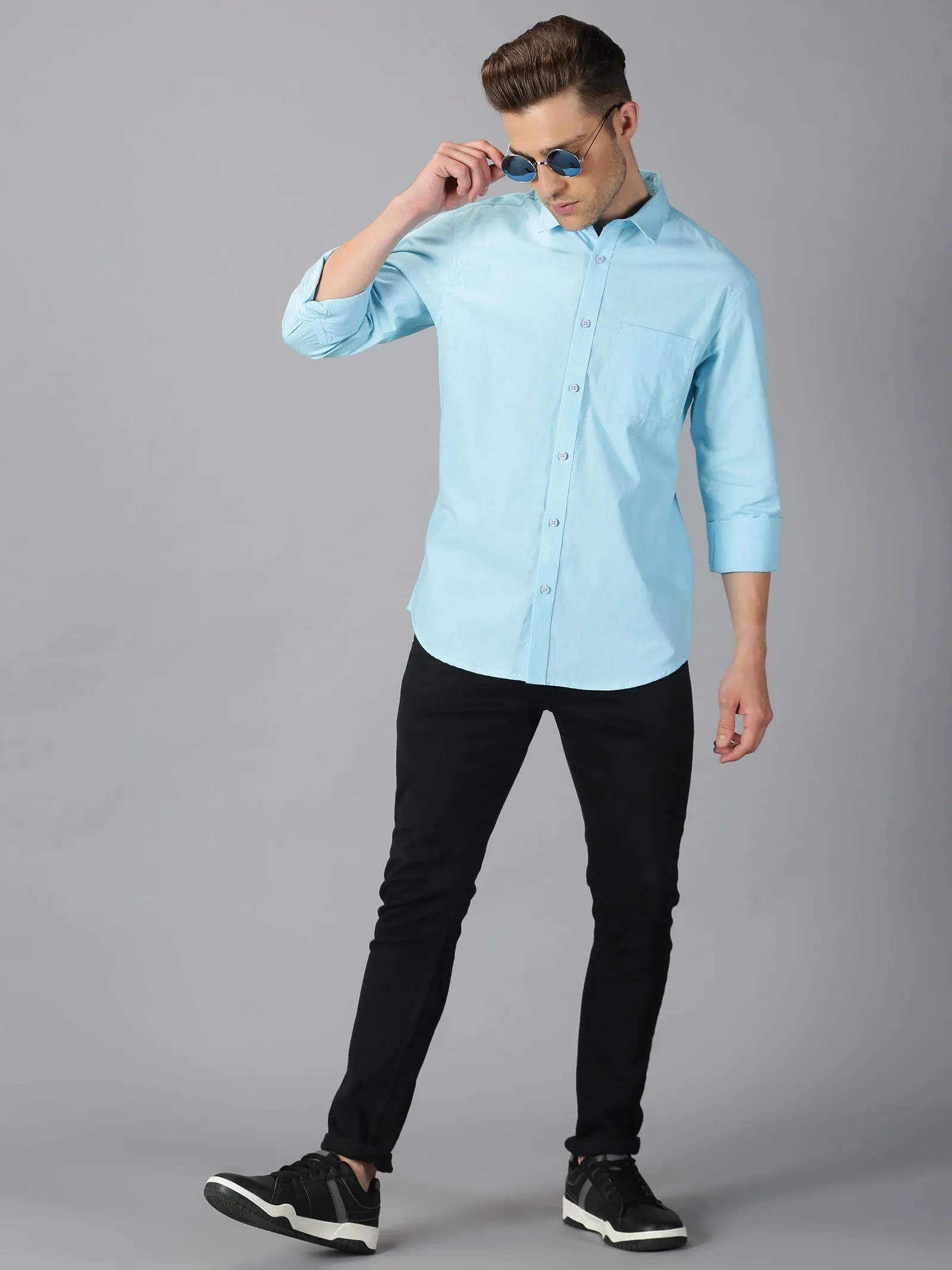 MEN'S AQUA SOLID SLIM FIT SHIRT