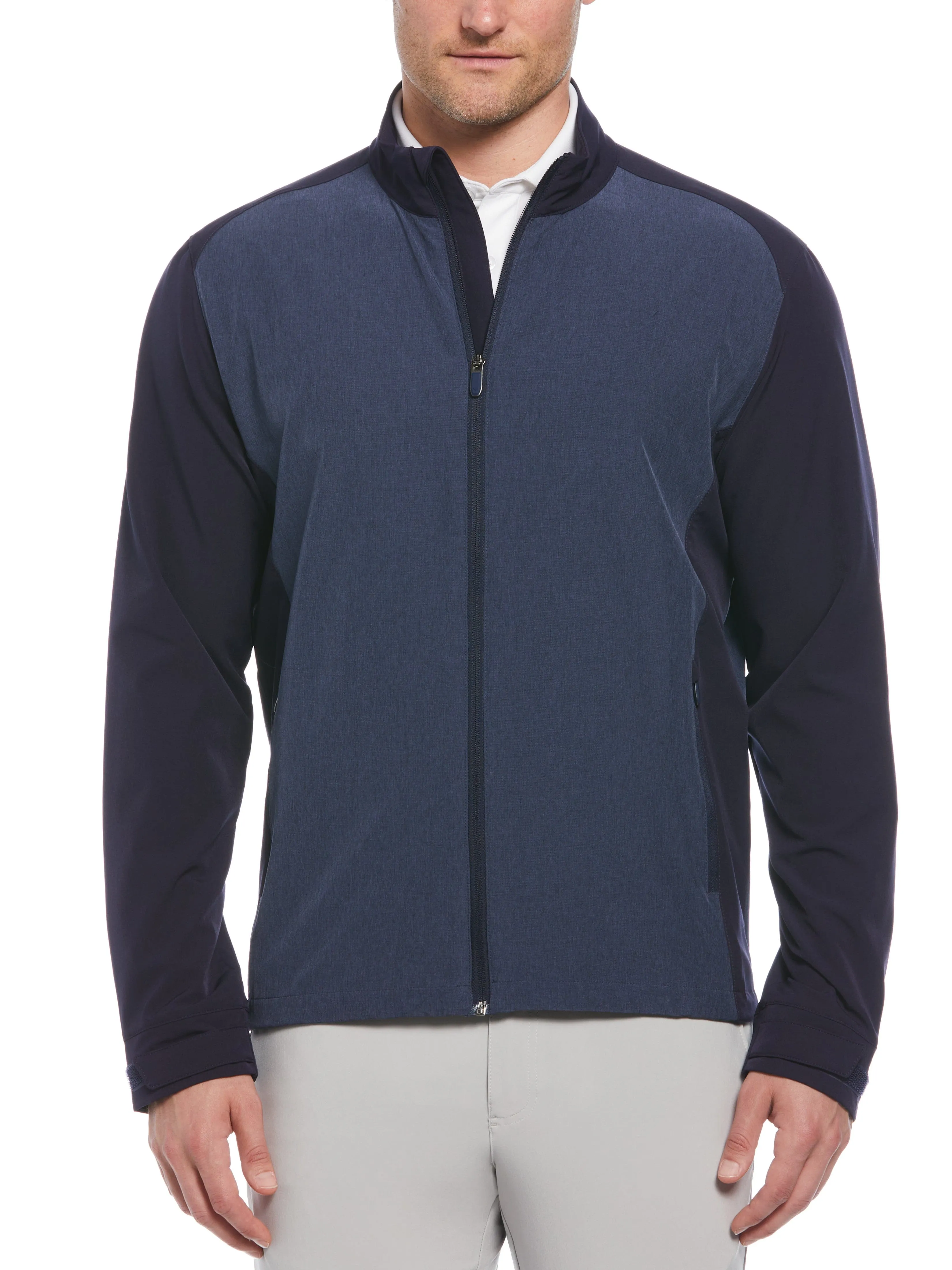 Mens Heathered Block Full Zip Golf Jacket