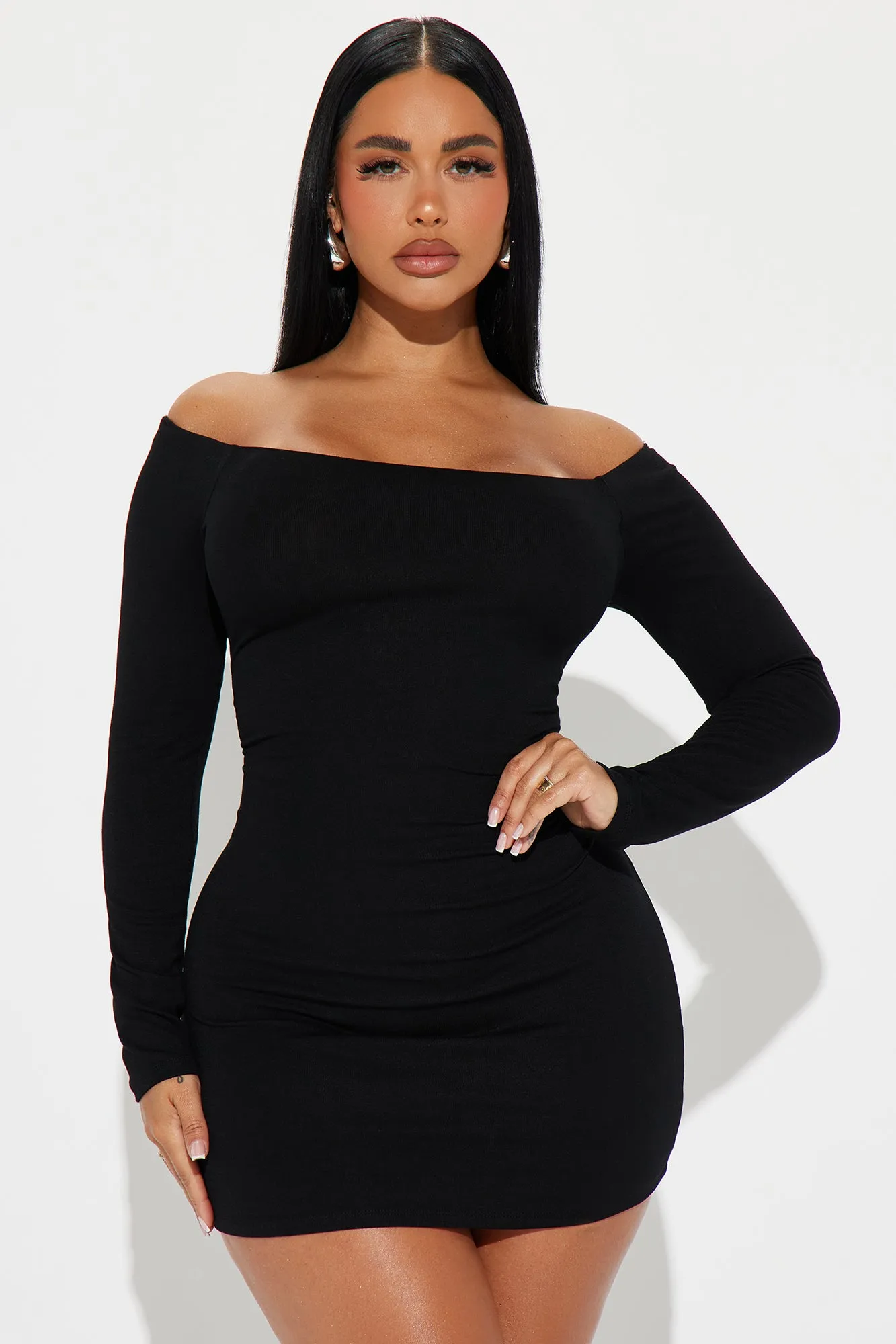 My Go To Off Shoulder Mini Dress - Black