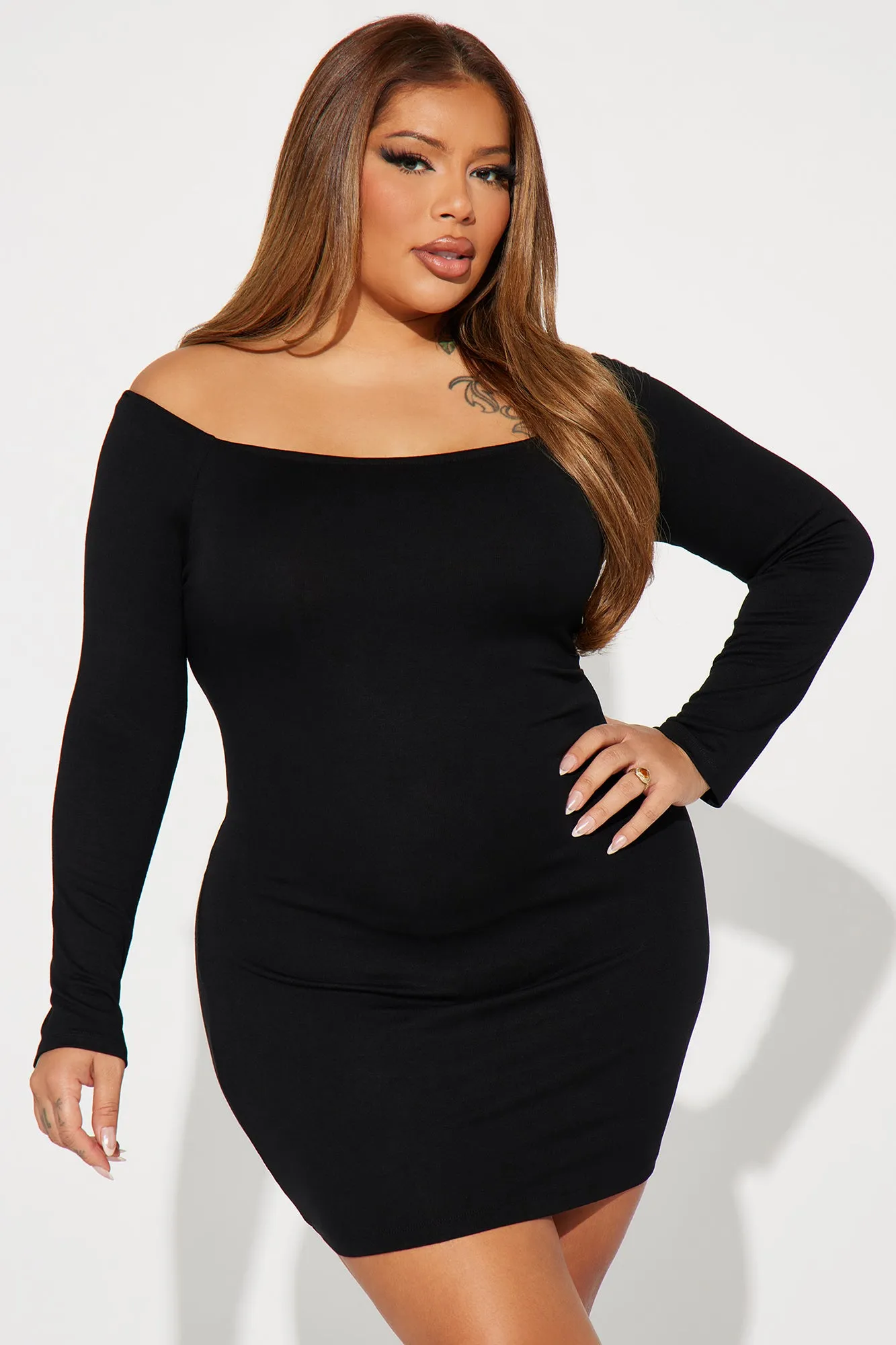 My Go To Off Shoulder Mini Dress - Black