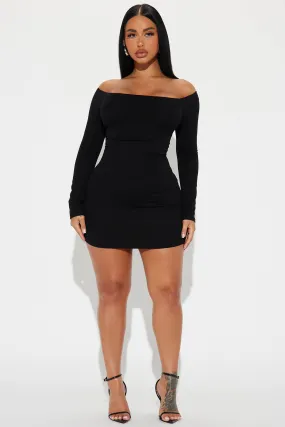 My Go To Off Shoulder Mini Dress - Black