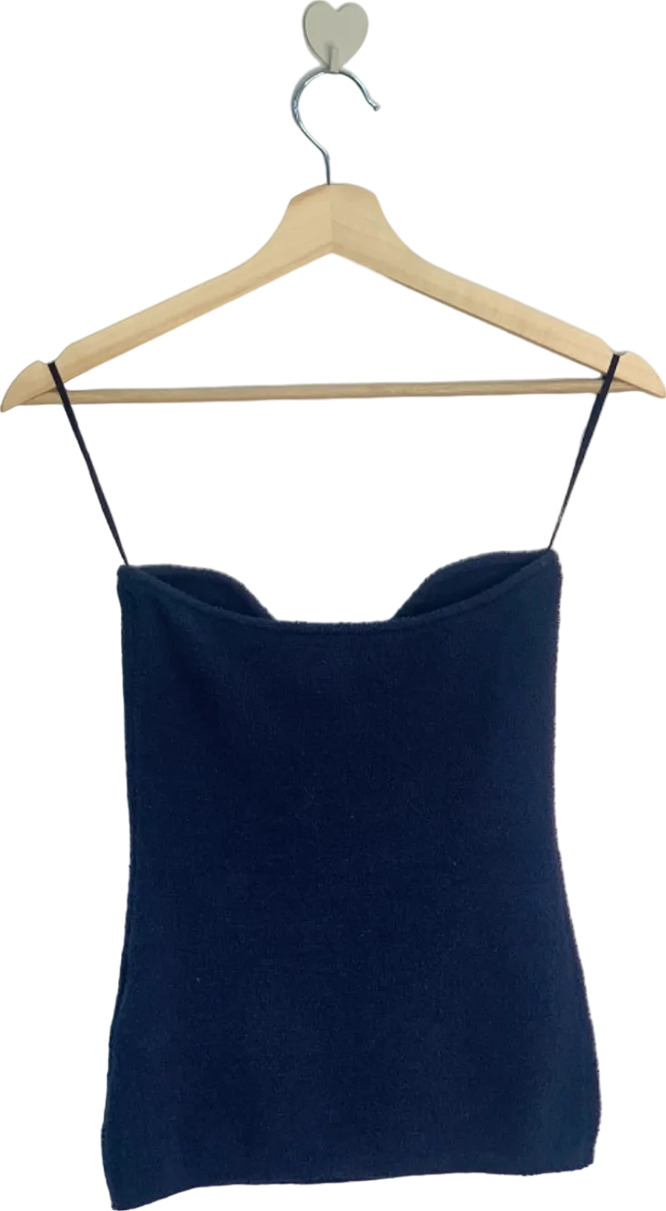 Nanushka Navy Blue Velvet Strap Top UK 6