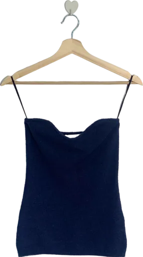 Nanushka Navy Blue Velvet Strap Top UK 6