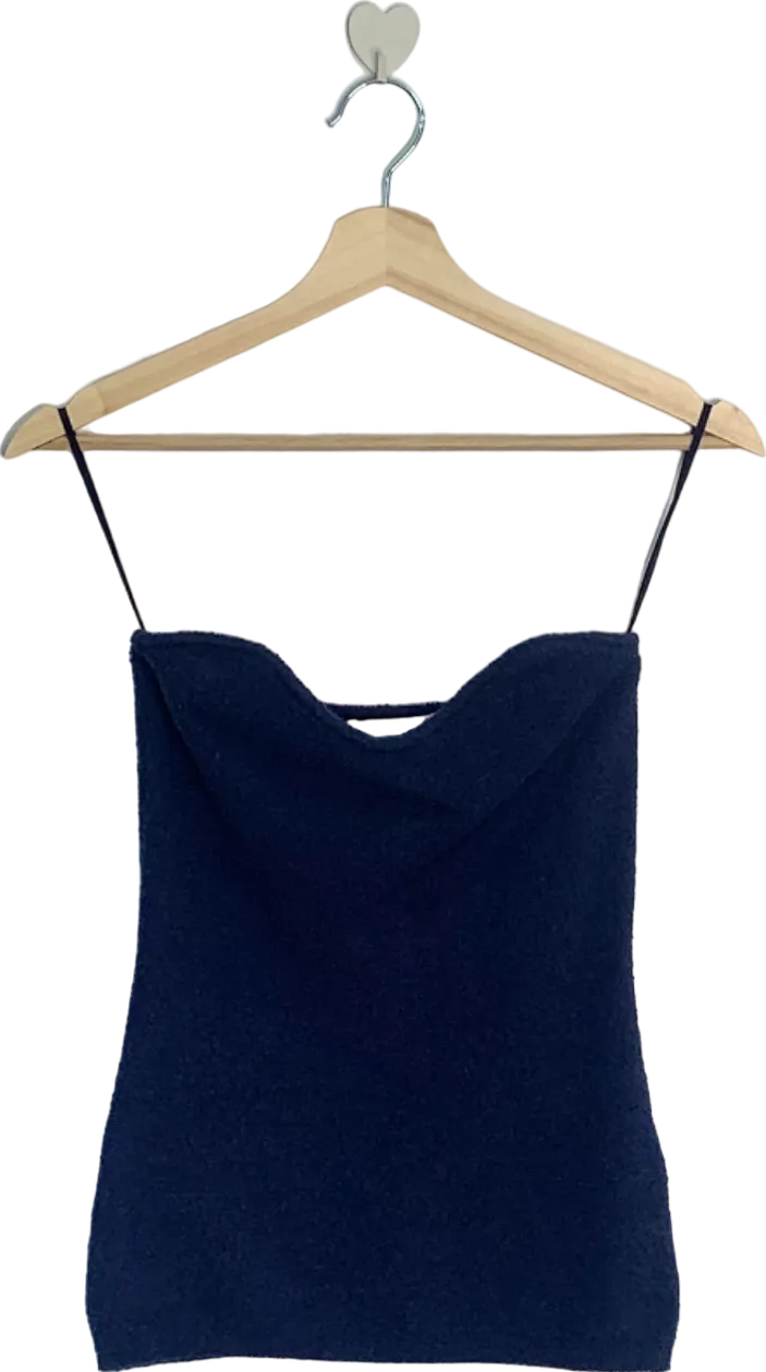 Nanushka Navy Blue Velvet Strap Top UK 6