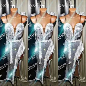 New Paula George Silver & White Latin Dress