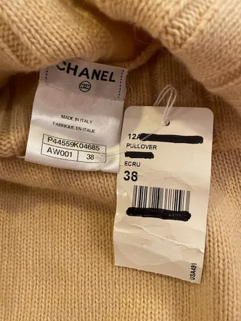 NWT Chanel 12A 2012 Fall ecru pullover turtleneck sweater FR 38