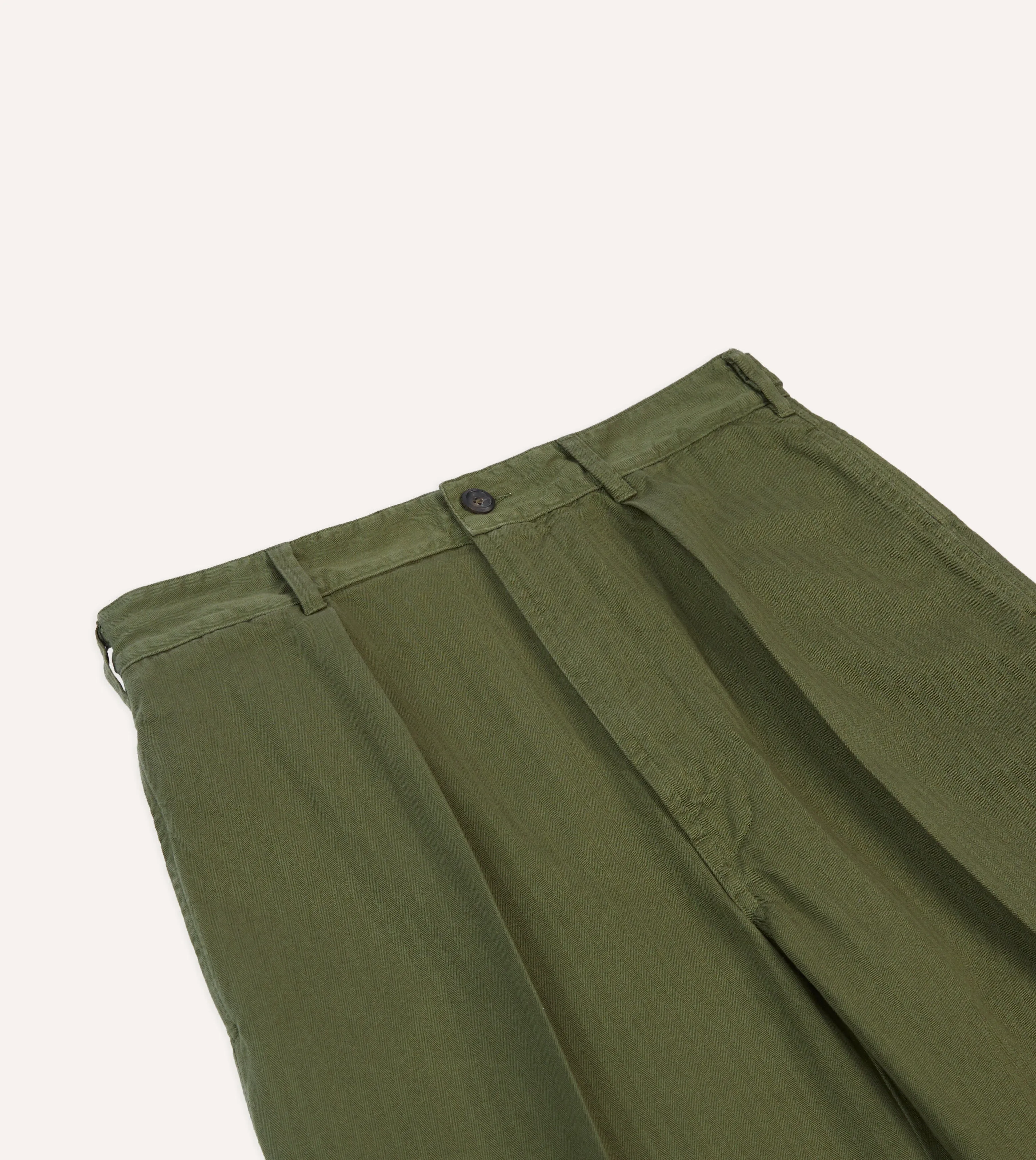 Olive Herringbone Cotton Games Trousers