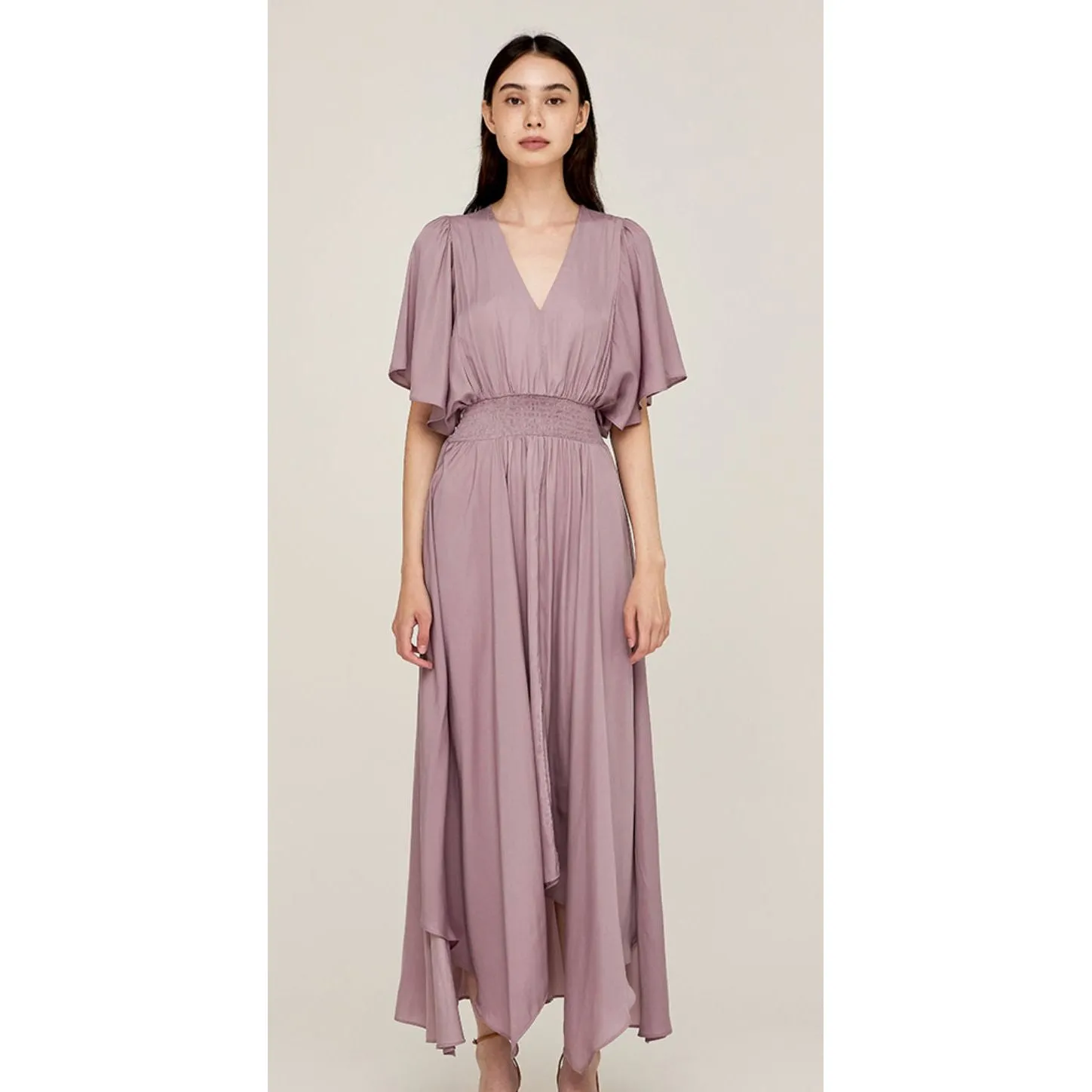 Paulina Grade and Gather Soft Purple Unbalanced Skirt Maxi