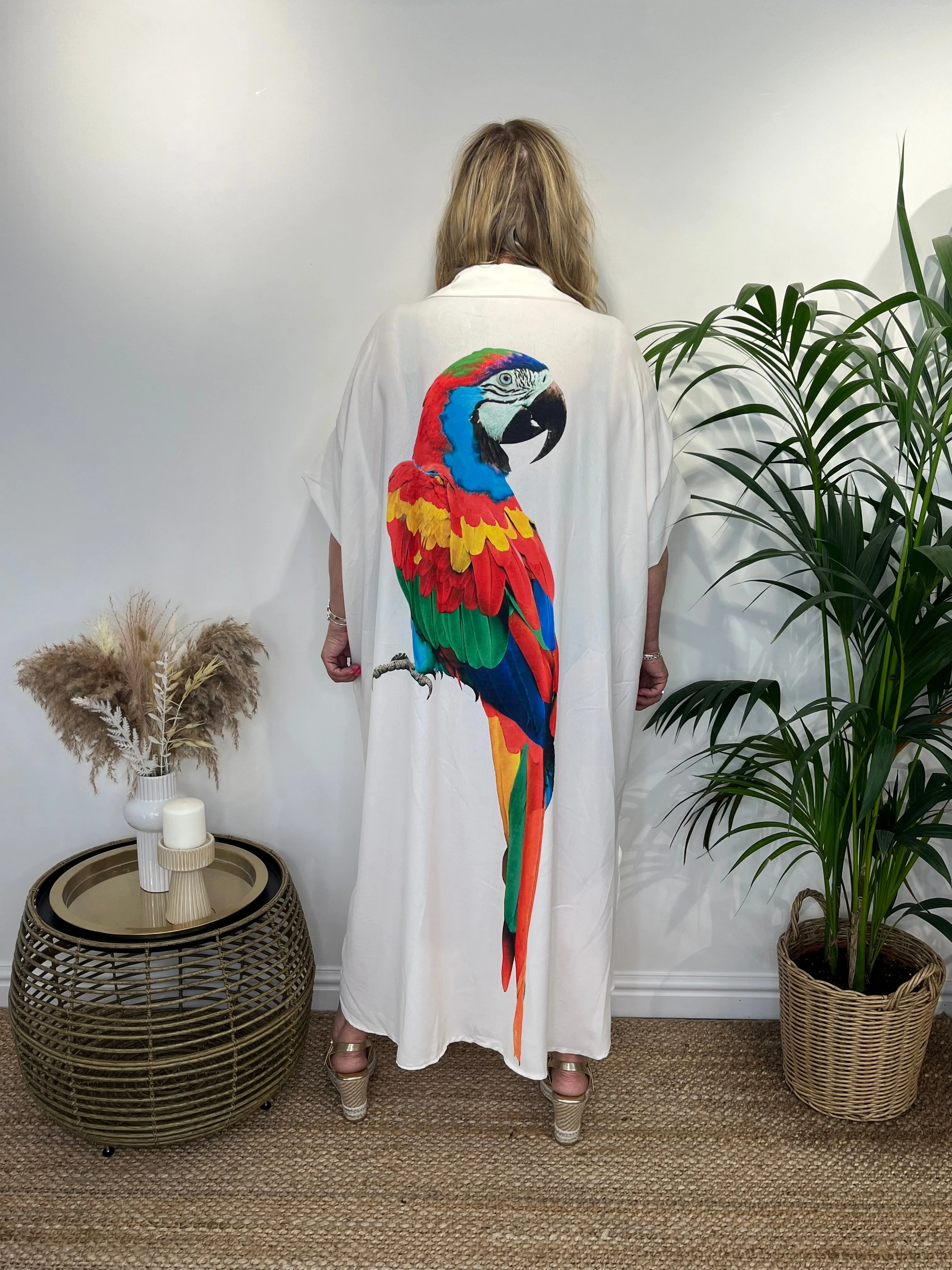 PIRI Parrot Motif Longline Shirt Dress