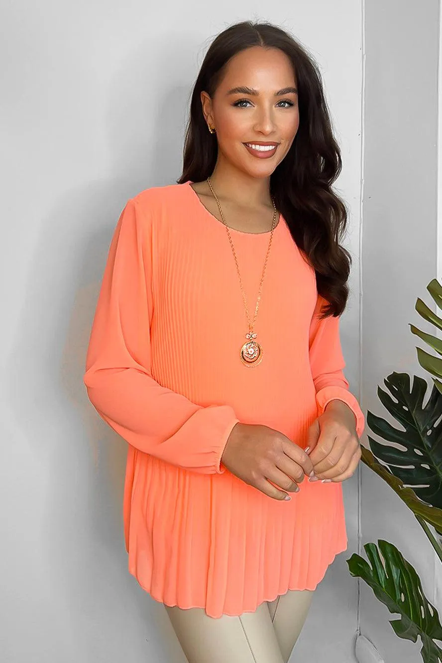 Pleated Chiffon Necklace Blouse