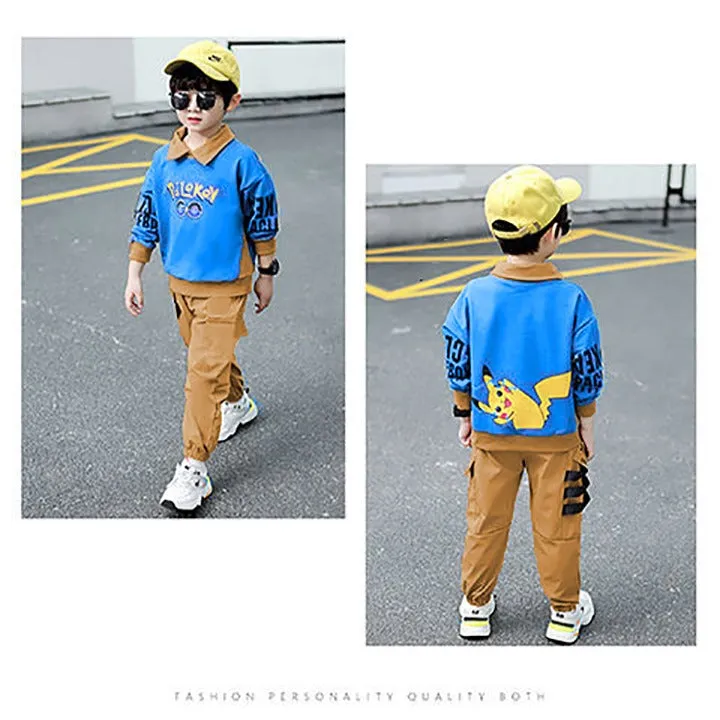 POKEMON PRINT CASUAL STYLE SWEAT SHIRT   TROUSER Colors: BLUE,size ; 12 year, 4 year