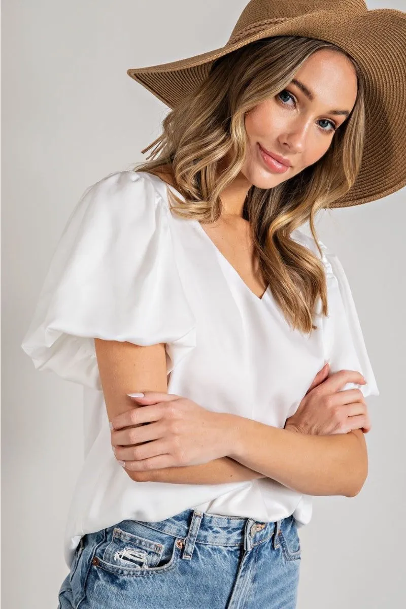 Puff Sleeve Satin Top