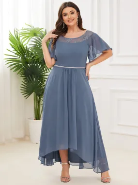 Robe mi-longue trapèze décontractée à encolure bateau pour femmes de grande taille avec ourlets asymétriques