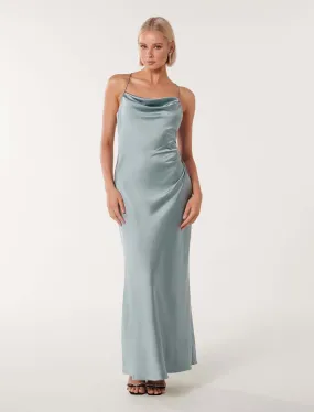 Ruby Tie Back Satin Maxi Dress