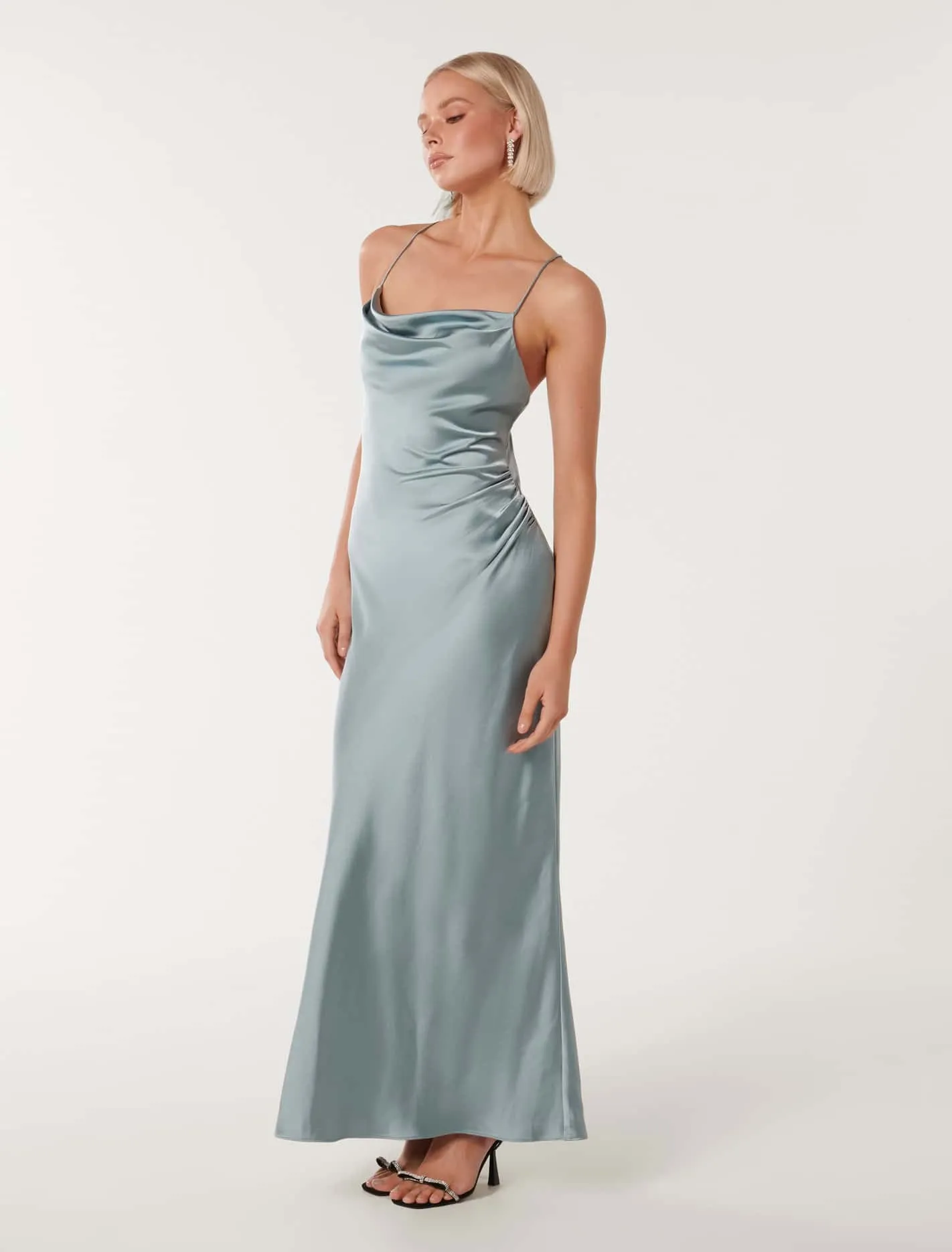 Ruby Tie Back Satin Maxi Dress