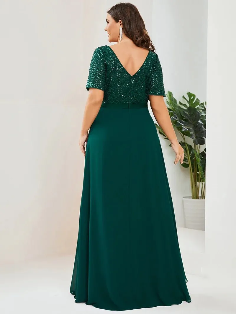 Short Sleeves Round Neck A Line Mother of the Bride Dresses