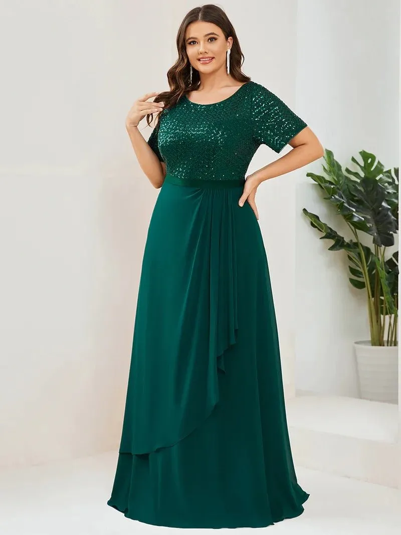 Short Sleeves Round Neck A Line Mother of the Bride Dresses