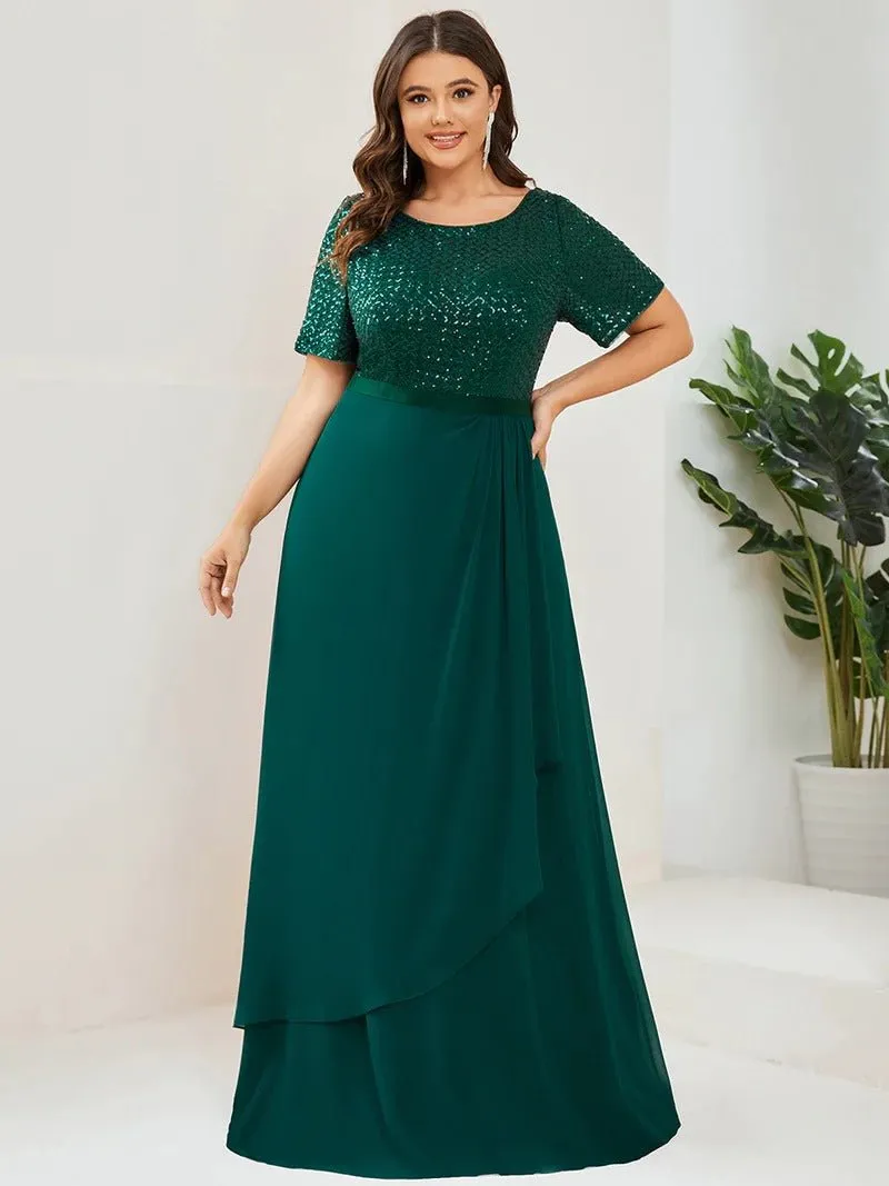 Short Sleeves Round Neck A Line Mother of the Bride Dresses