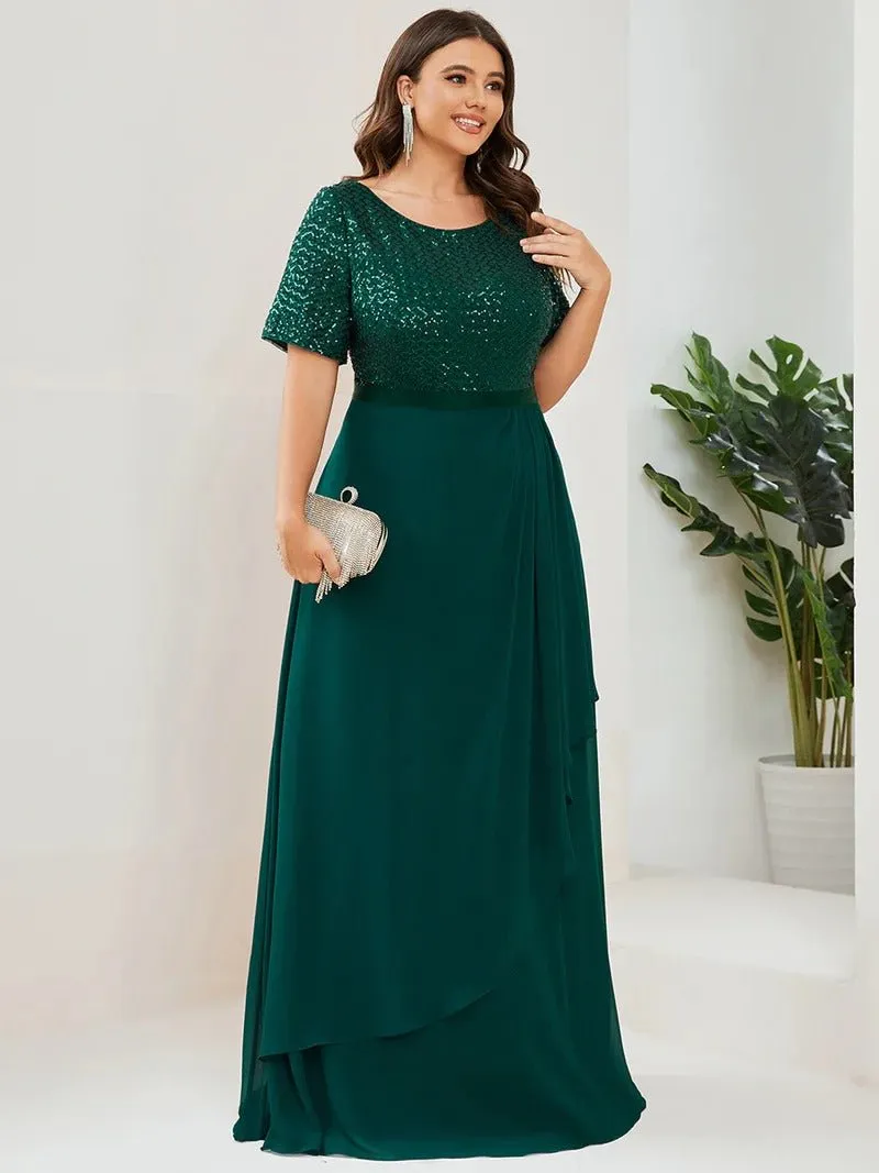 Short Sleeves Round Neck A Line Mother of the Bride Dresses