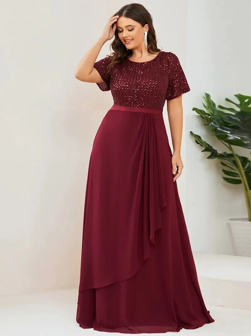 Short Sleeves Round Neck A Line Mother of the Bride Dresses