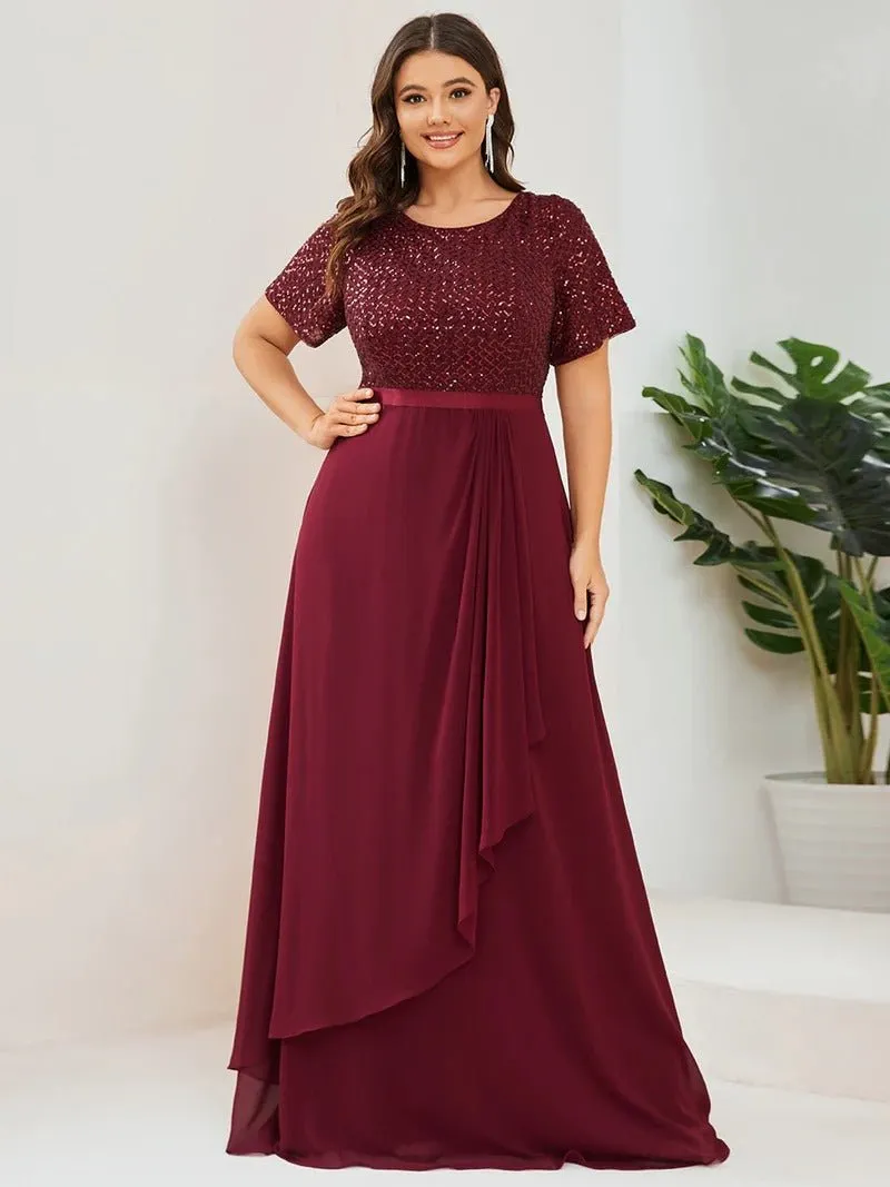 Short Sleeves Round Neck A Line Mother of the Bride Dresses