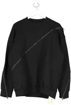 The Room Black Diagonal Zipped Sweater One Size