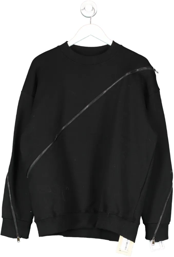 The Room Black Diagonal Zipped Sweater One Size