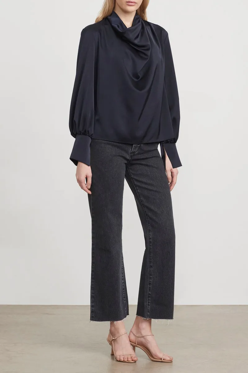 THE SILK BLOUSE - NAVY