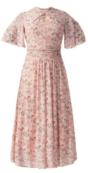 Tina Floral Midi Dress Apricot