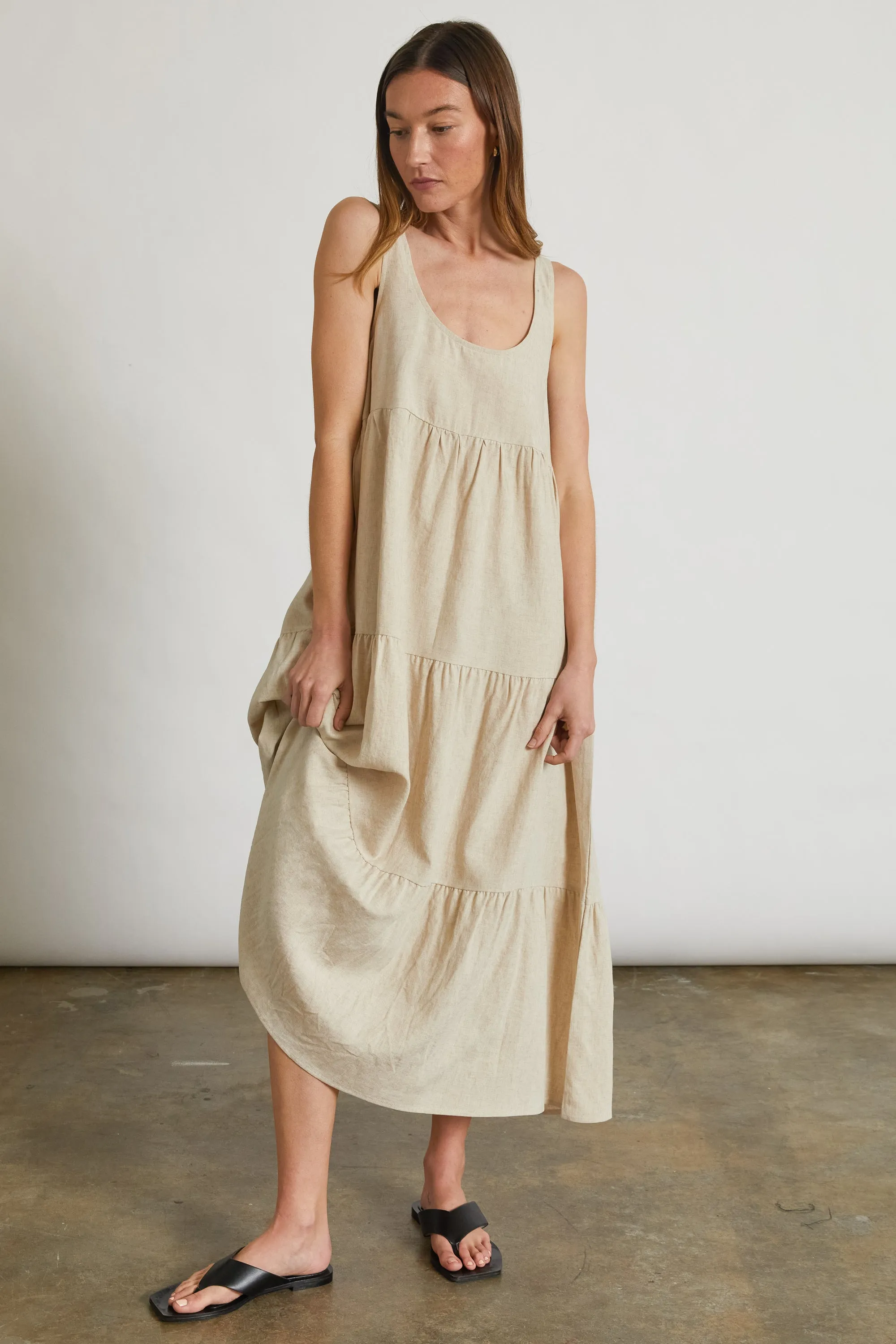 U Neck Midi Length Dress