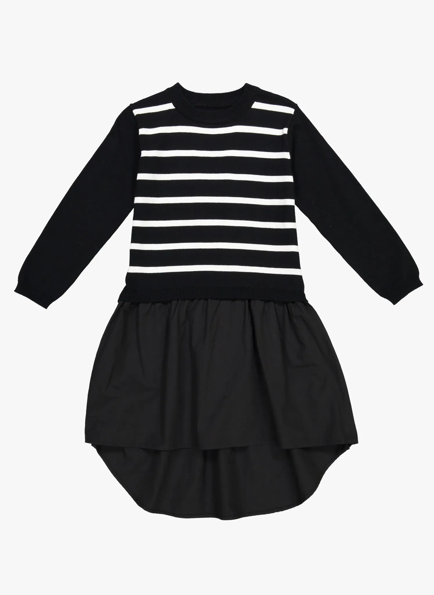 Vierra Rose Dominic Sweater Combo Hi-Low Dress in Black/White