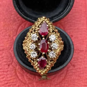 Vintage Ruby & Diamond Cocktail Ring