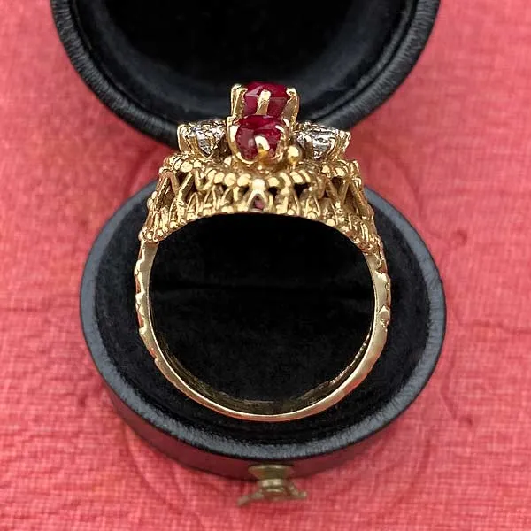 Vintage Ruby & Diamond Cocktail Ring