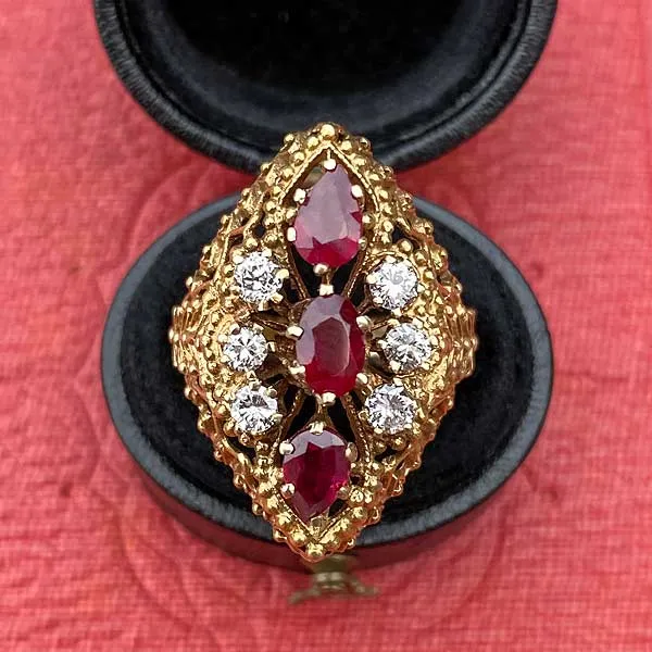 Vintage Ruby & Diamond Cocktail Ring