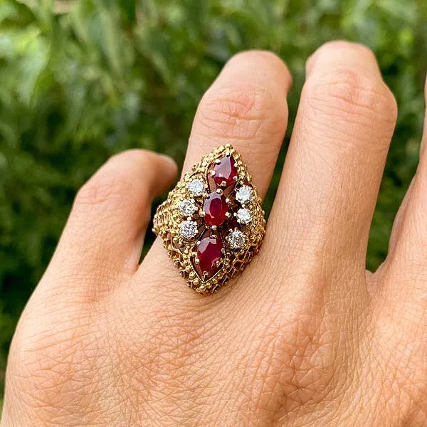 Vintage Ruby & Diamond Cocktail Ring