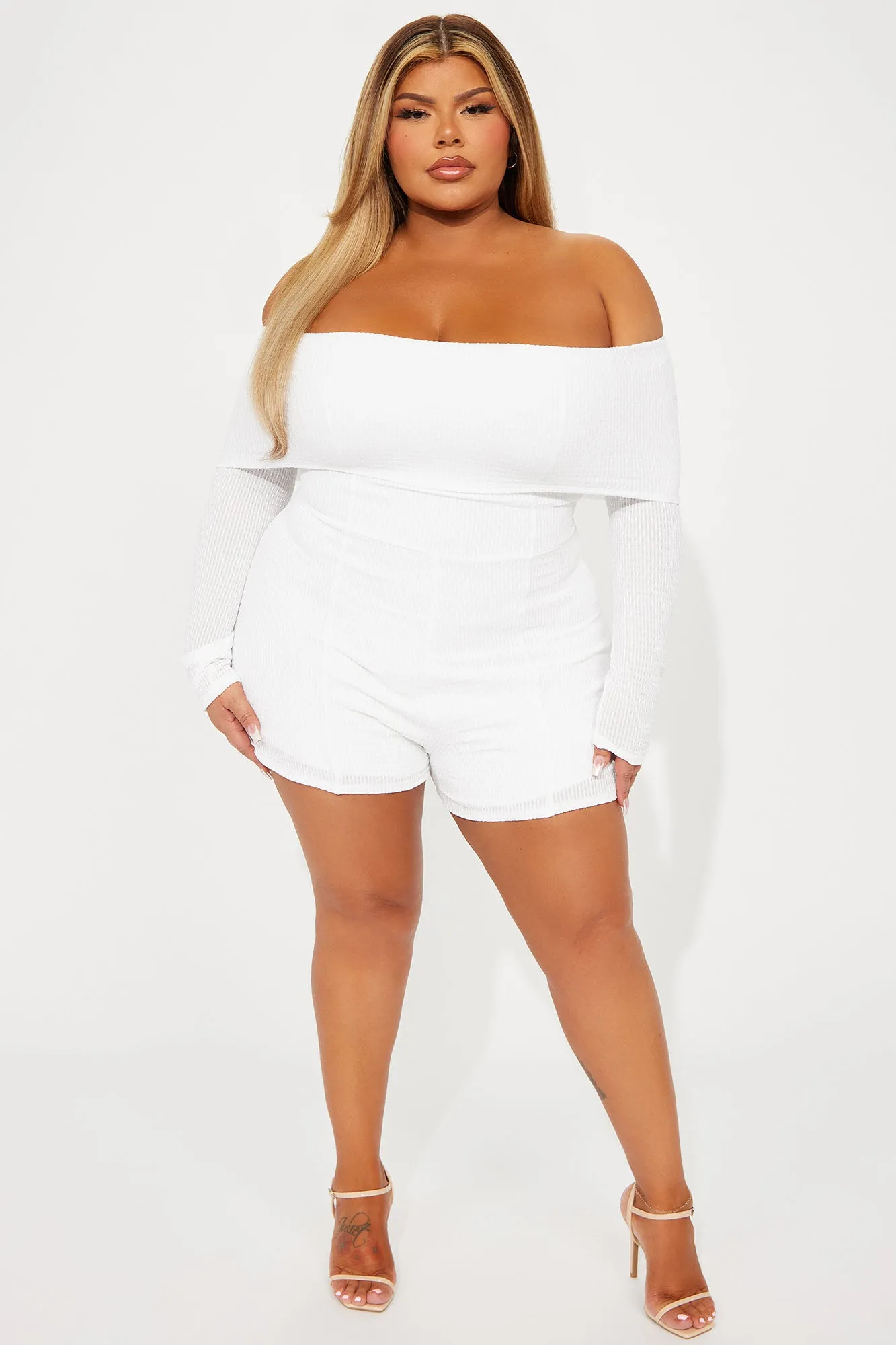 Zahraa Off Shoulder Romper - Ivory