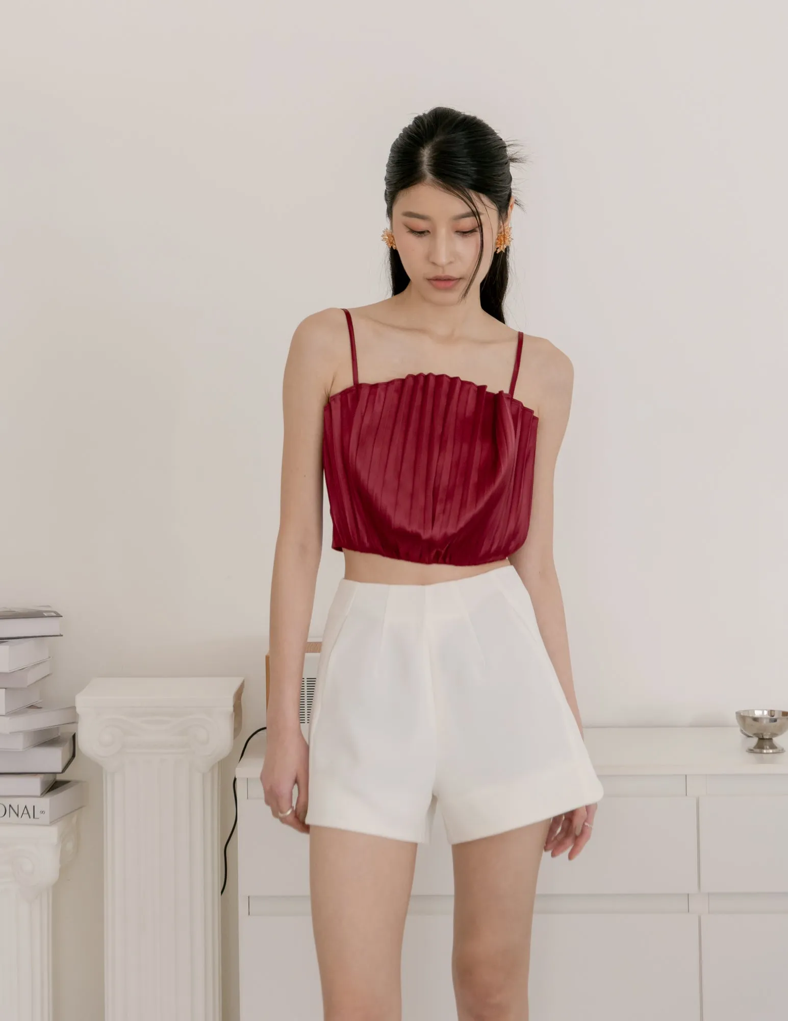 Zoya Pleated Top in Wine